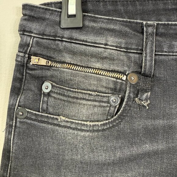 R13 Biker Boy Distressed Skinny Denim Jeans Women's 28 Gino Black Raw Hem NWOT - Picture 12 of 16